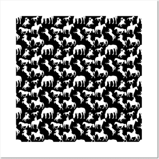 Black and White Horse Pattern Posters and Art